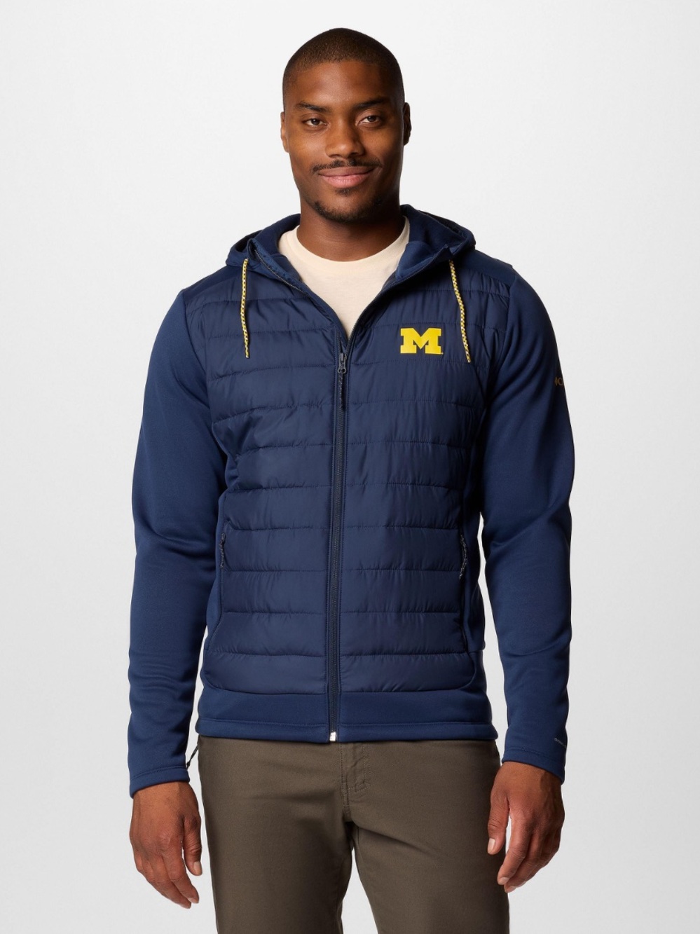 NWT Columbia Men’s NCAA Michigan Out-Shield Hybrid Full-Zip Hoodie Jacket, XL